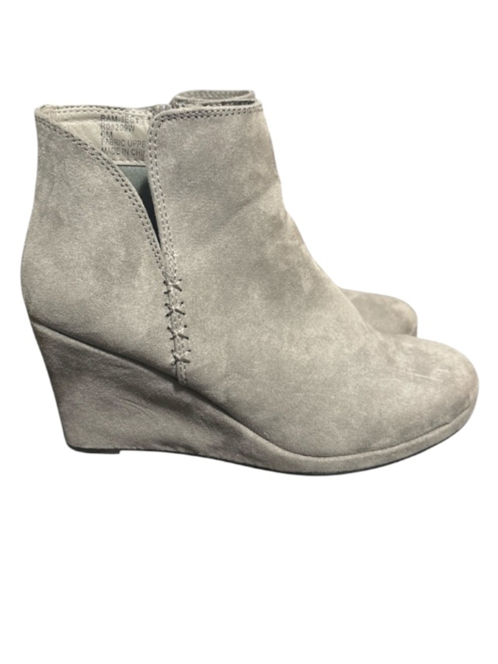 Rampage Gray Wedge Style Ankle Booties W/Zipper Closure